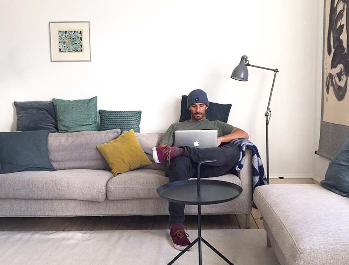 César working from an apartment in Copenhagen