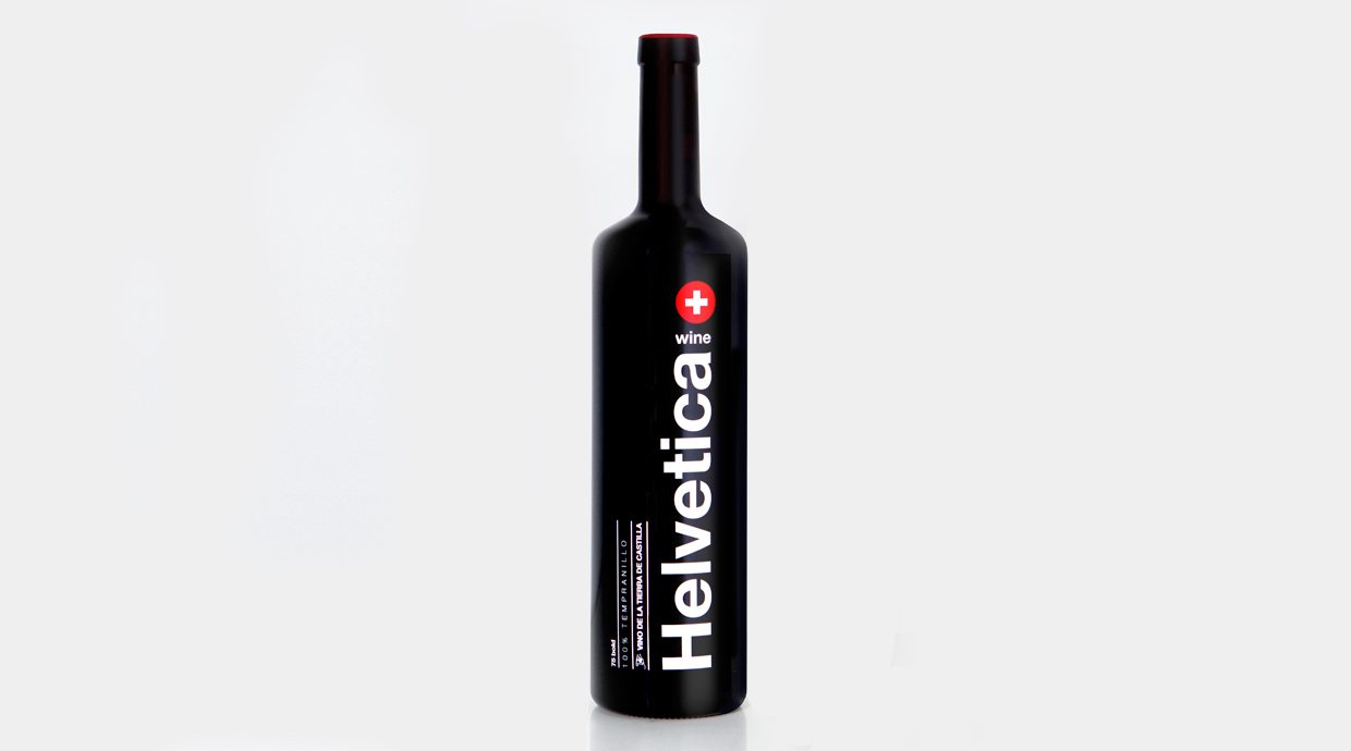 Botella de vino Helvetica